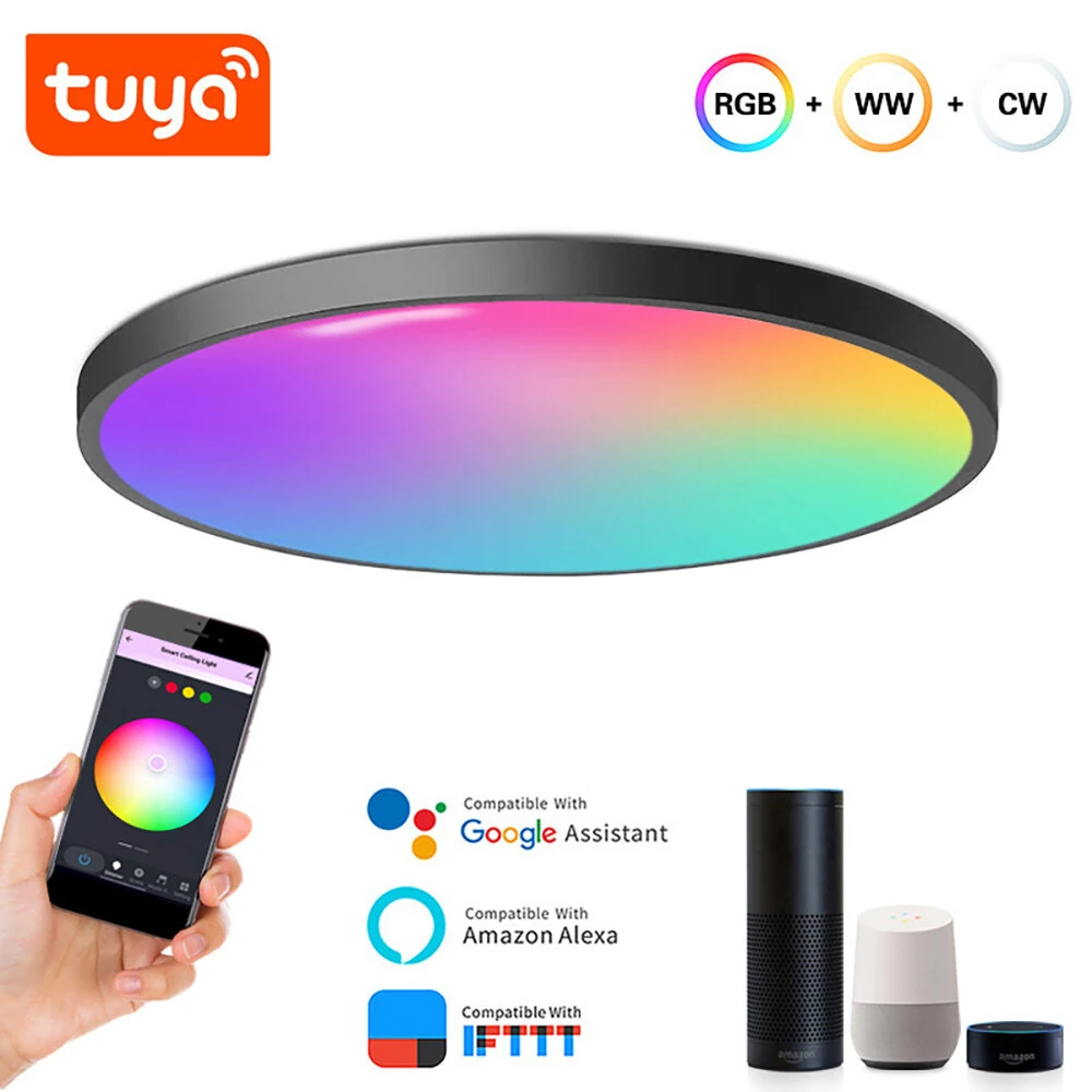 (image for) LIXINCORDA 24W WIFI Smart Ceiling Lamp Bluetooth RGBCW Colorful 1920lm Bedroom Lamp Works With Tuya Alexa Google